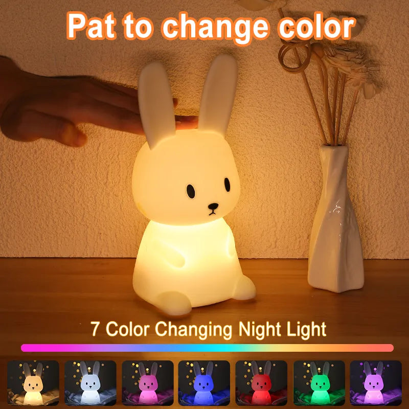 Rabbit Sensor Silicone Animal Night Light Bedroom Lamp