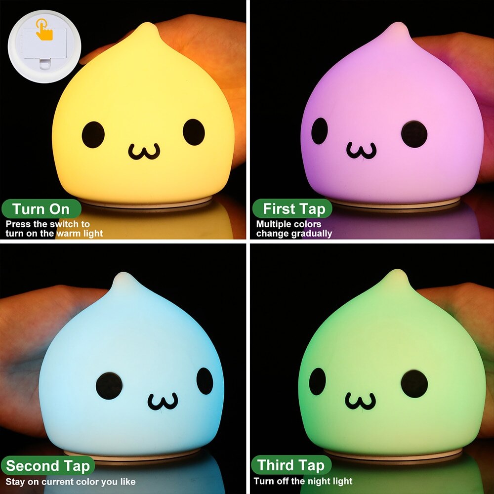 Mini Kawaii Water Droplet Night LED Lamp with 7 Colours