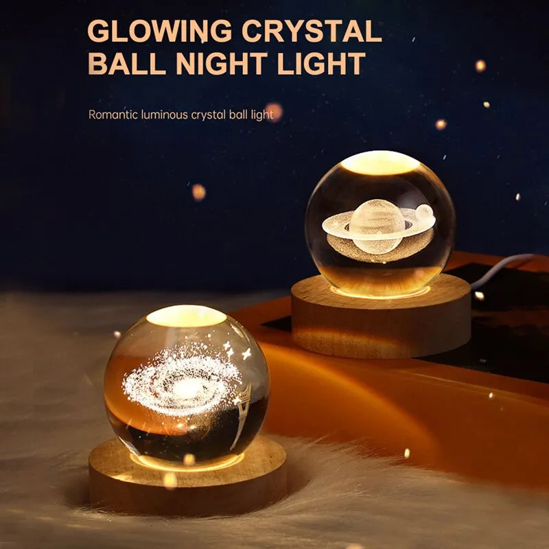 Milky Way Galaxy Solar System Crystal Ball LED Night Light