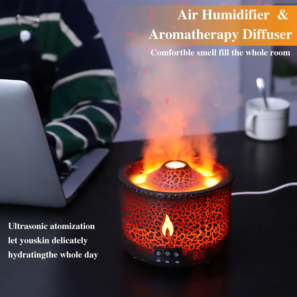 Volcano Flame Humidifier Aroma Diffuser Lamp