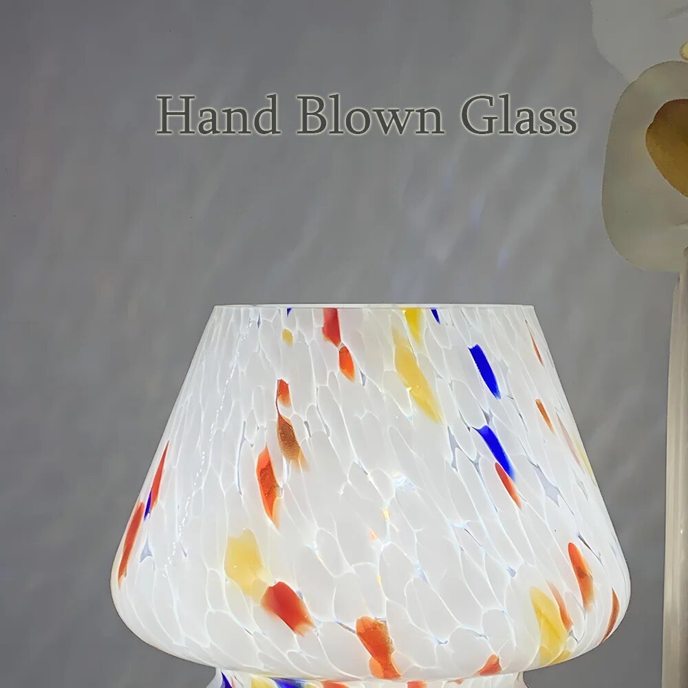 Glass Mushroom LED Bedside Table Lamp