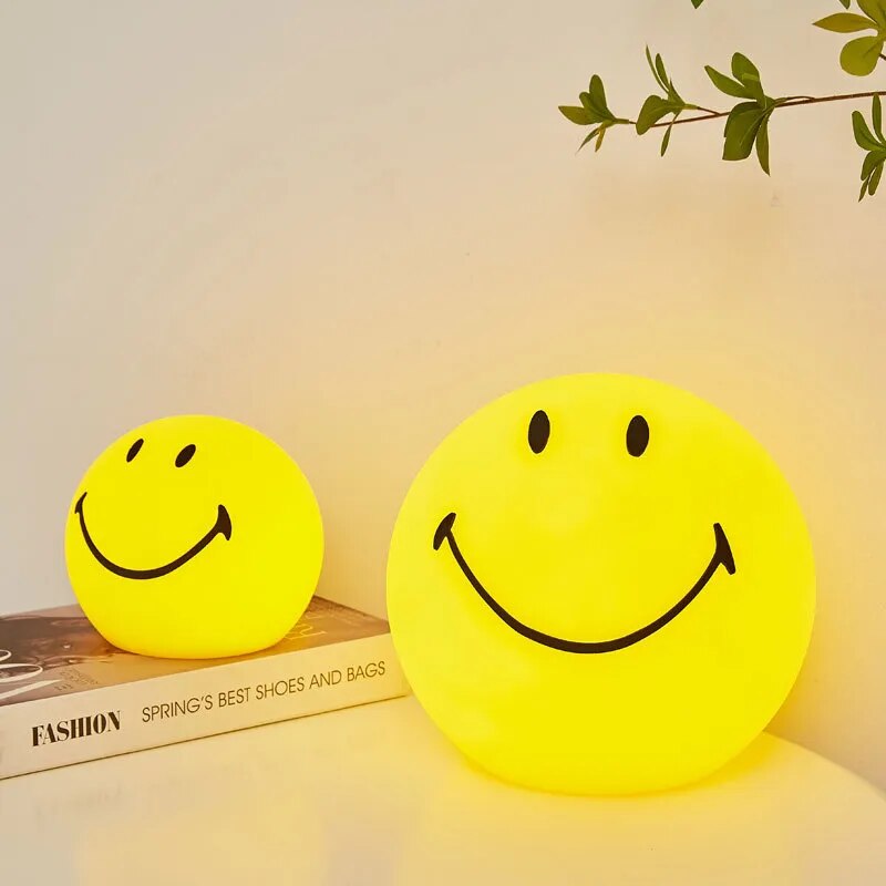 Simple Smile Face Led Night Lights USB Rechargeable PE Night Lamp Children's Room Eye Protection Bedroom Bedside Decor Desk Lamp